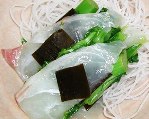 菜の花（せり）と白身魚の昆布じめ